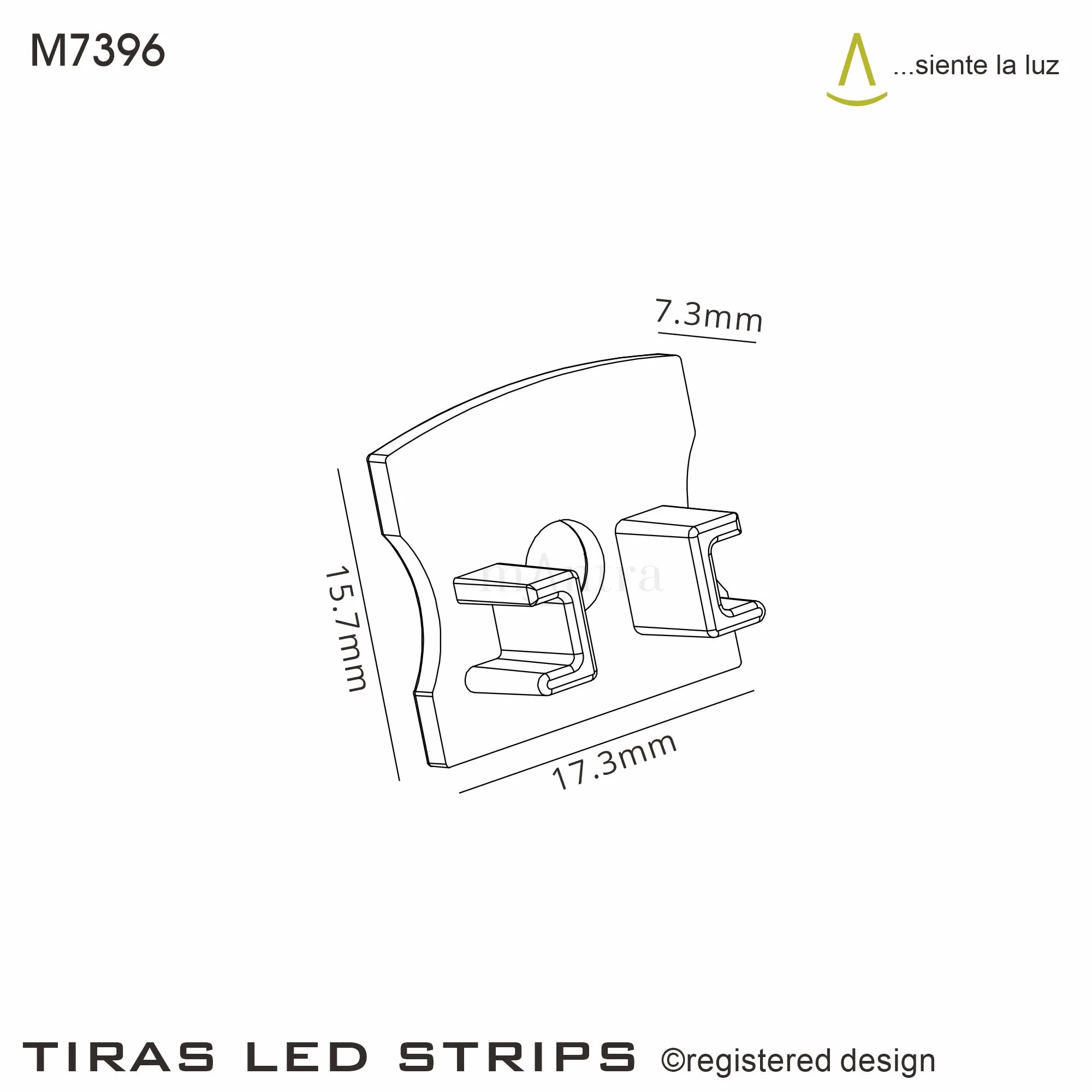 Tiras 17.3 x 15.7mm Black Profile End Cap With Hole (1pc) for M7393 M7396  Mantra Fusion Tiras LED Profile